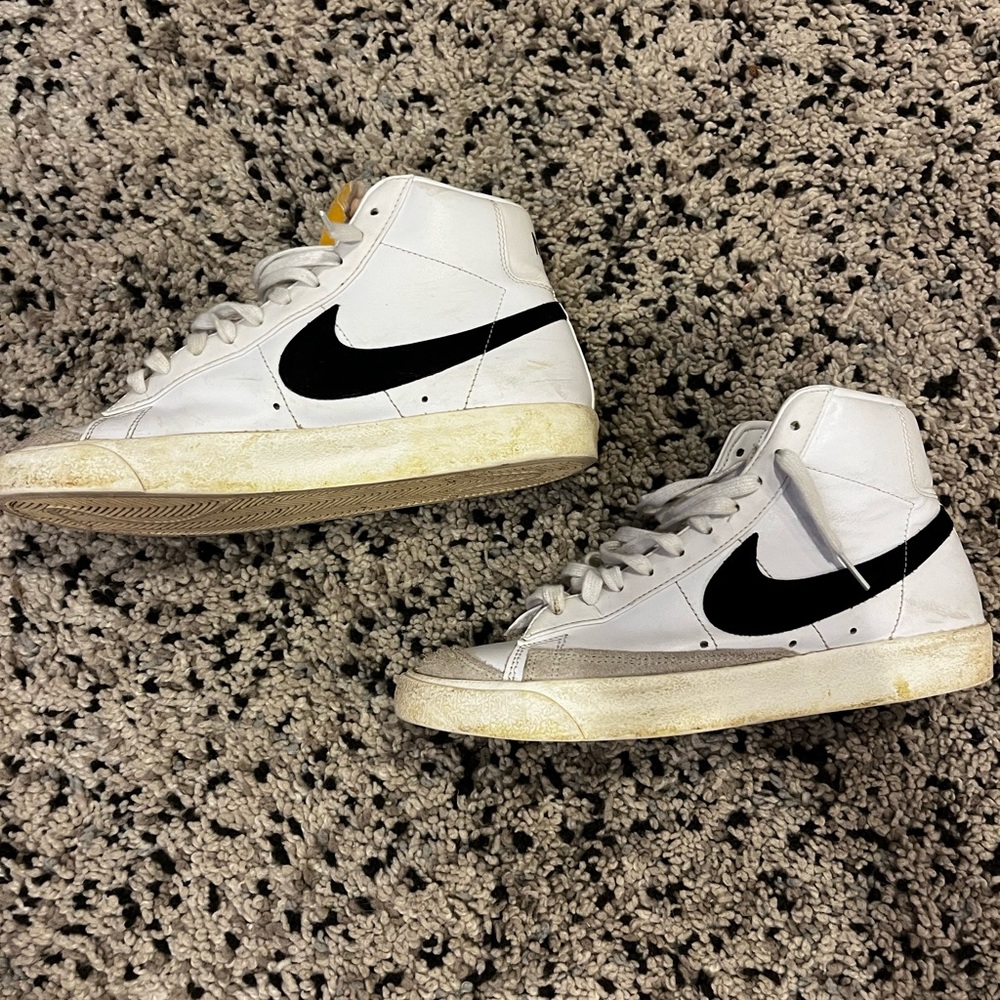 Nike White and Black High-Top Sneakers